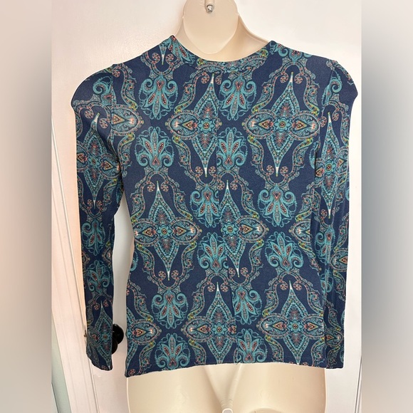 Free People Aloha Lace Up Long Sleeve Stretch Paisley Print Pattern Shirt #1588 - Picture 6 of 9